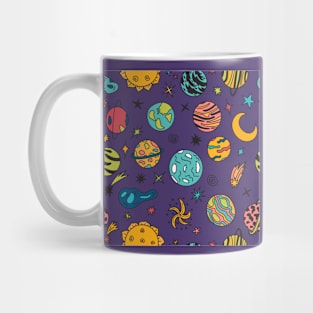 Cartoon Galaxy With Comets Asteroids Stars And Planets Mug